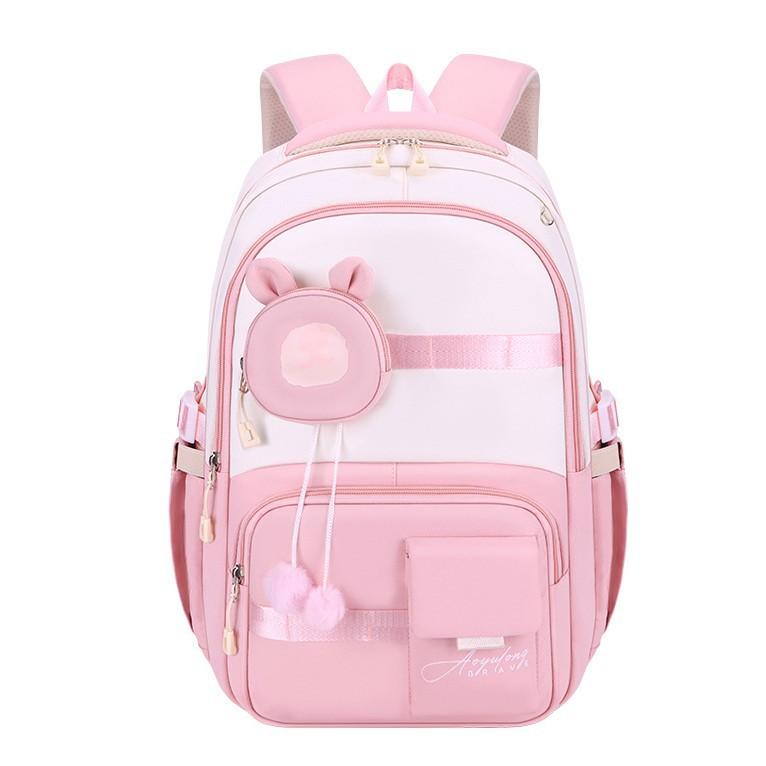 

Школьный рюкзак большой вместимости, Сверхлегкая спинка с функцией снижения давления, Рюкзак в стиле колледжа, Детский рюкзак розовый