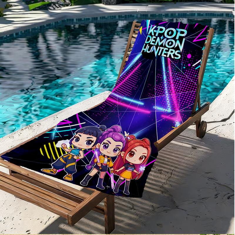 KPop Demon Hunters Print Beach Towel, Versatile Lightweight Absorbent Beach Towel for Pool Surf Yoga Bathroom, Perfect Birthday Holiday Gift