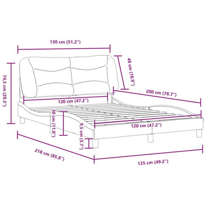 VidaXL Bed Frames with Headboard, Upholstered Bed, Slatted Bed Base, Double Bed, Adult Bedroom Bed 3207990