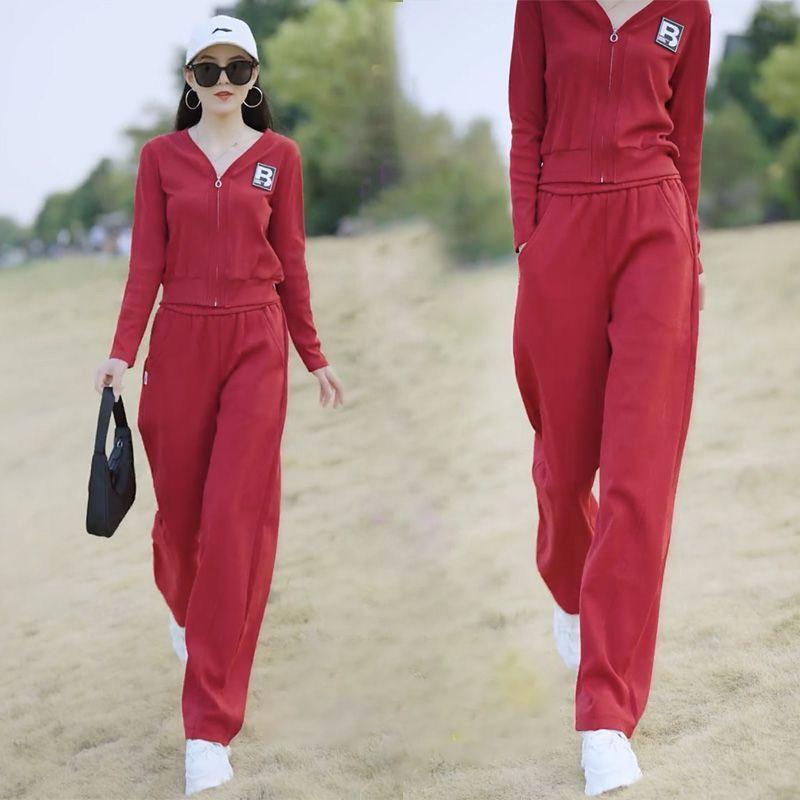 Fashionable and Lazy Style Suit for Women's Short Top Casual Draped Straight Sportswear