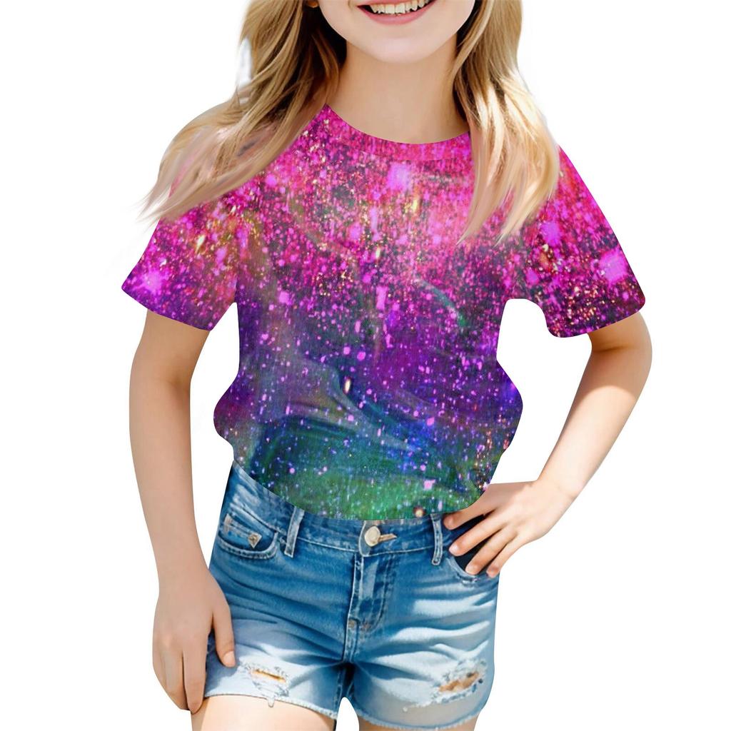 Children's Fashion Casual Short Sleeve Easter Bunny Printed Round Neck Short Sleeve T-Shirt Top