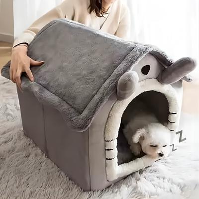 Foldable Cat House Bed - Removable & Washable - Indoor Pet Sleeping Kennel - Cozy Nest with Cute Little Ears for Small Pets