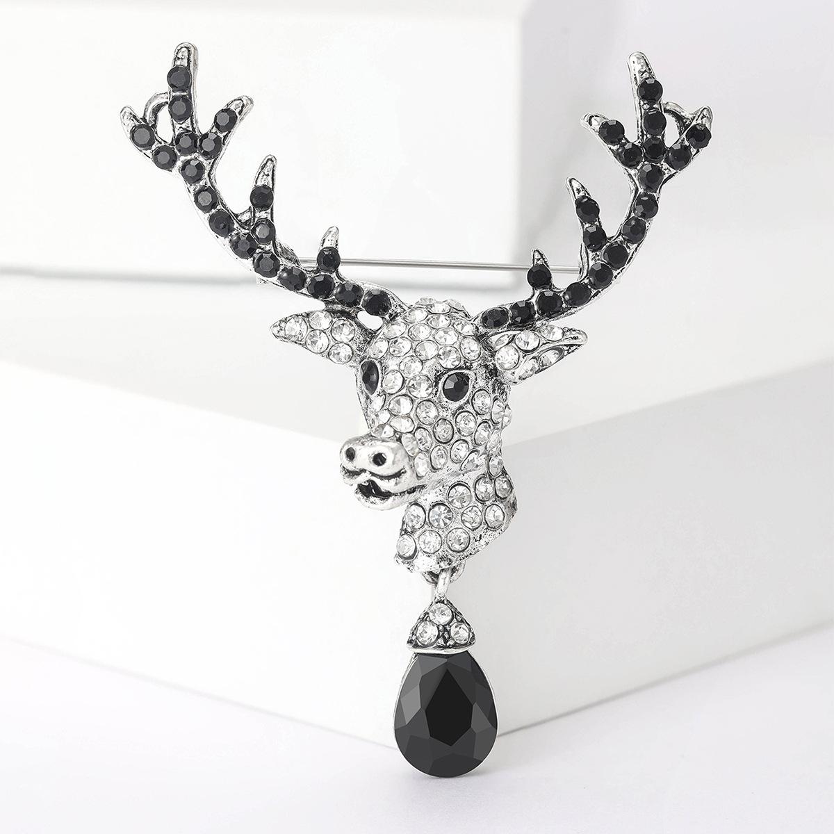 

Рождественская винтажная брошь с бриллиантами в виде лося, сплав животных, аксессуары высокого класса, корсаж