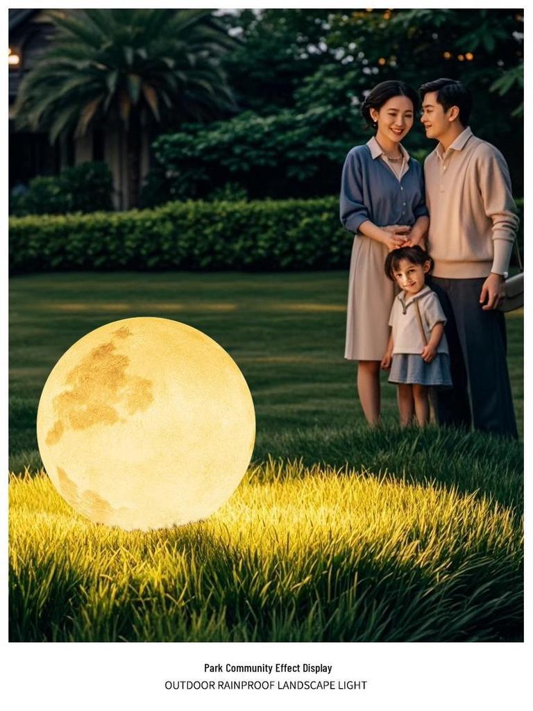 HuiXiang Dual-Powered Solar Moon Lamp for Outdoor Terrace & Garden - Waterproof Landscape & Lawn Light