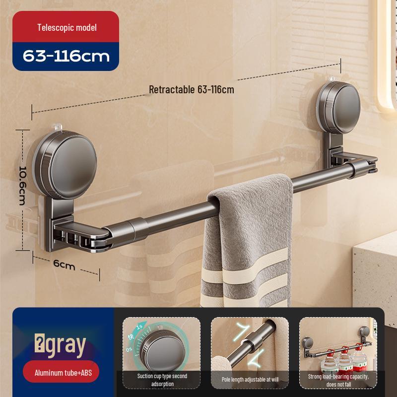 Retractable No-Drill Suction Cup Towel Rack for Bathroom and Toilet
