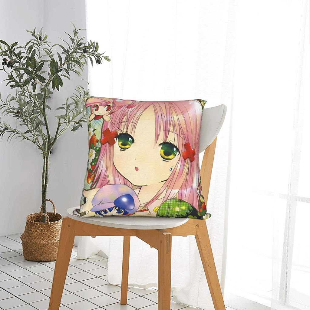 Anime Shugo Chara Square Pillow Case Mashiro Rima Yuiki Cushion Cover Vintage Polyester Decorative Pillowcase for Home 18"