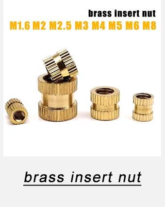 50/100 pezzi M1.6 M2 M2.5 M3 M4 Dado a Inserimento Solido in Ottone Rame per Stampaggio a Iniezione a Caldo/Fusione a Caldo Filettatura Doppia Twill Zigrinata