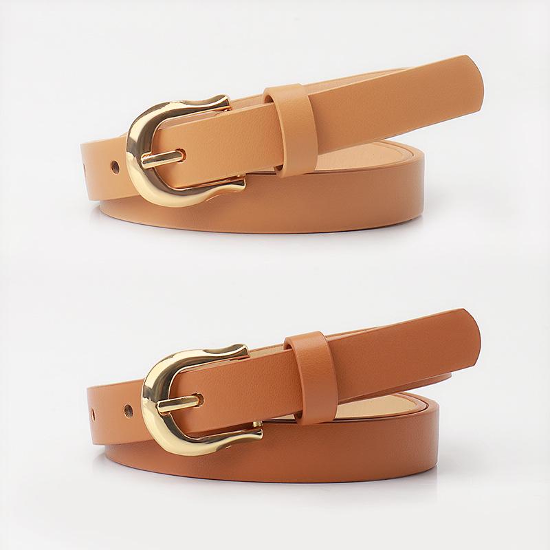 Women's Versatile Candy Color Pin Buckle Belt: Simple Style Leather Belt for Jeans