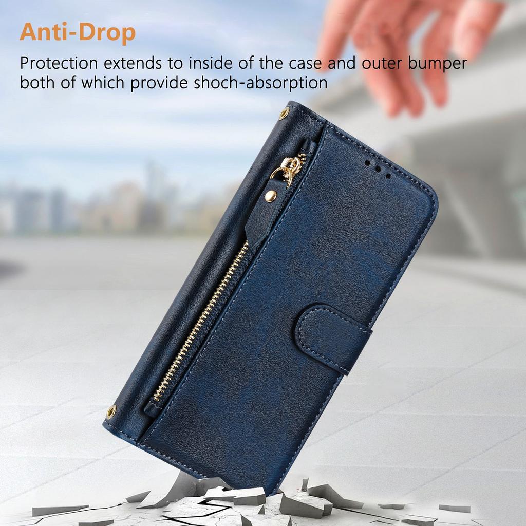 For Samsung Galaxy A54 5G Case Zipper Pocket Multiple Card Slots Leather Phone Cover