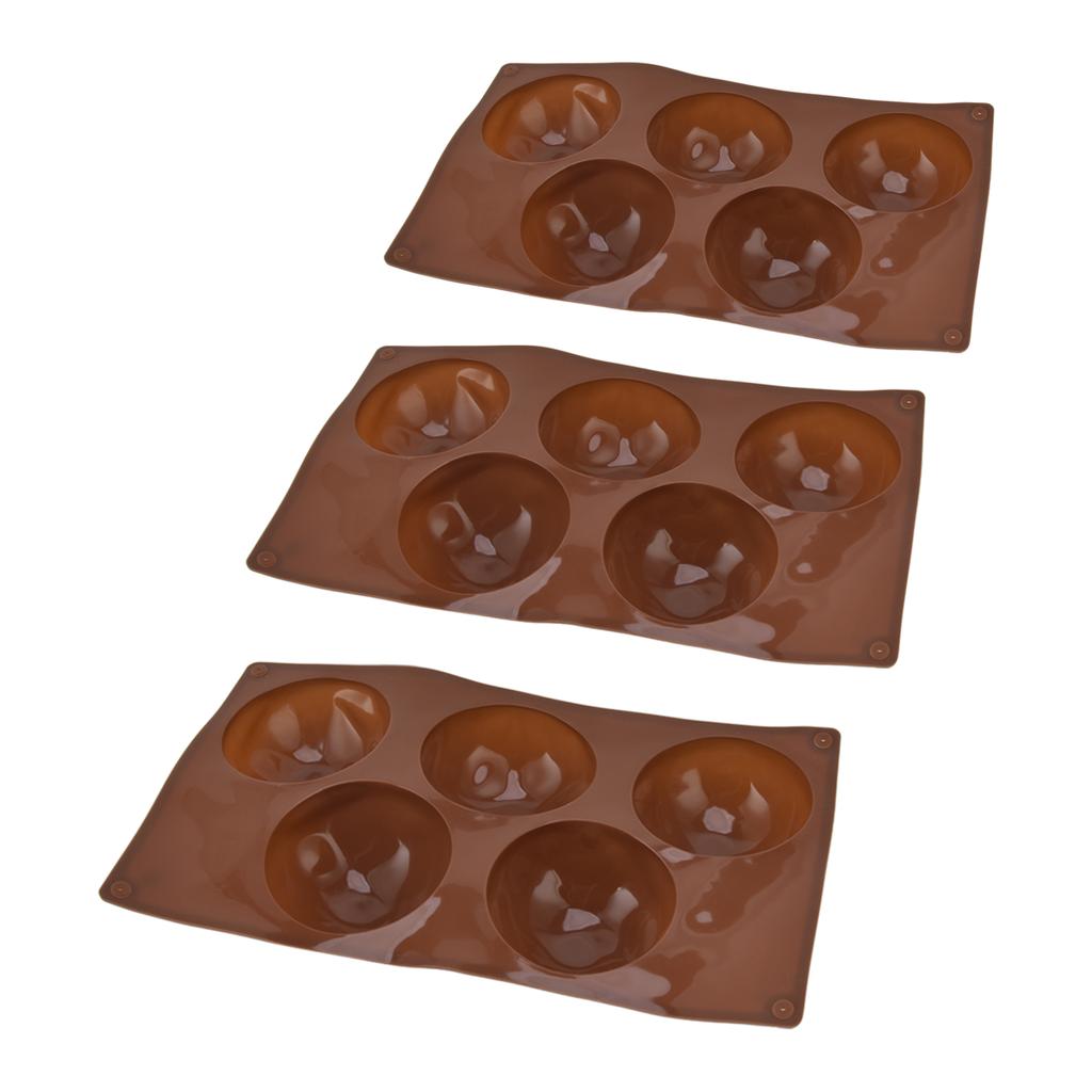 3 Stück Backform Lebensmittelqualität Runde Form 5 Löcher Silikonformen für Pralinen Kekse Gebäck