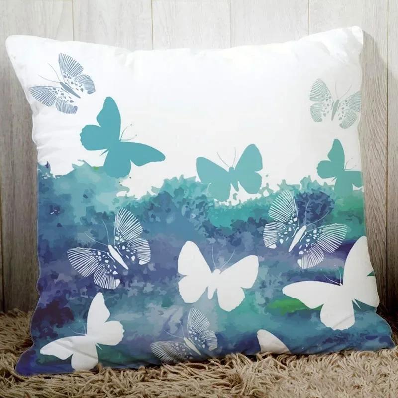 Gezellig Bankkussenhoes Vlinderprint 45X45cm Decoratieve Kussens voor Thuis Polyester Perzikvezel Kussensloop Zitkussen Rugkussen