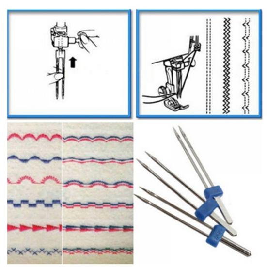 3 Stück Größe 2/90 3/90 4/90 Double Twin Nähmaschinenzubehör Nadeln Pins