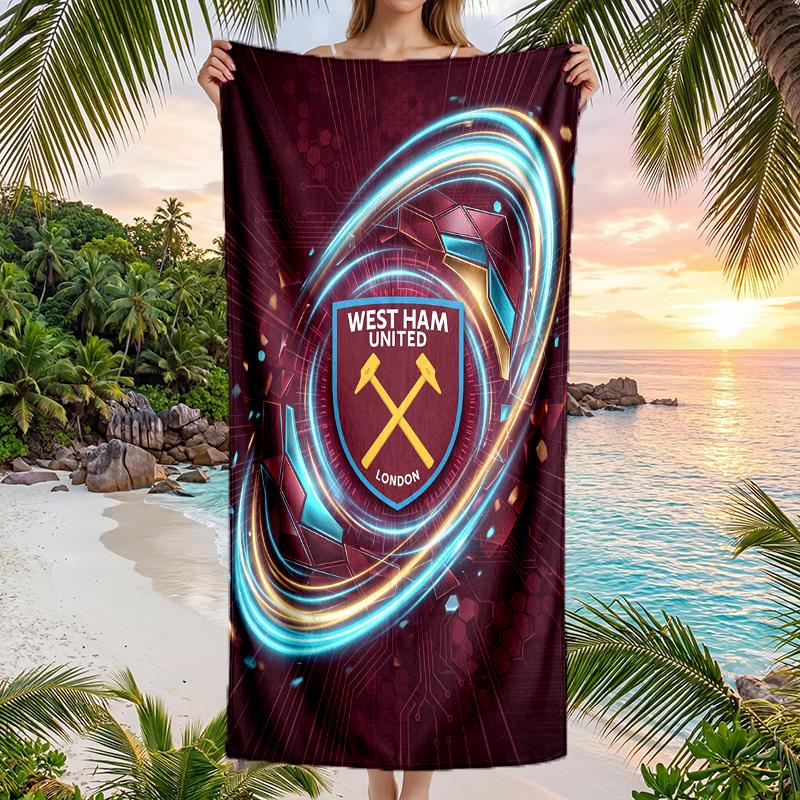 West Ham United Fußball Strandtuch Weiches Mikrofaser Sommerhandtuch Schnelltrocknend Saugfähiges Handtuch für Strand Schwimmbad Reisen