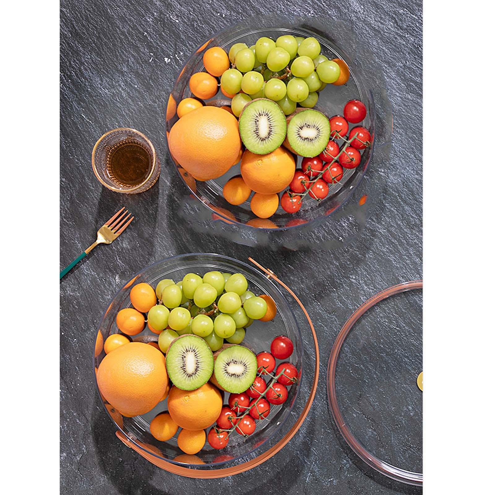 

Прозрачная переносная фруктовая тарелка высокого класса для улицы с ручкой, ведерко для льда, креативная мода, гостиная, домашний отсек, тарелка для закусок и фруктов One Size