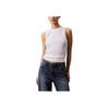 Minimalist Comfortable Versatile Letter Ribbed Knit Tank Top Women Tops Bright-White 47AB800-YAA