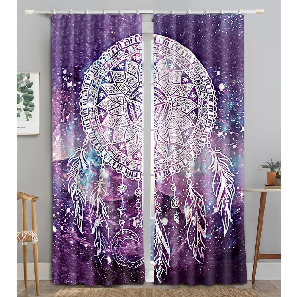 Ready-made Luxurious Dream Catcher Lightweight Window Panel Drapes For Kids Bedroom Living Room Bathroom Kicthen Door Hall Home2Pieces On Sale
