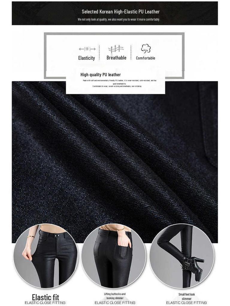 Women's High Waist Plus Velvet Stretchy Pencil Pants - Frosted Matte, Skinny Fit Base Layer for Autumn & Winter