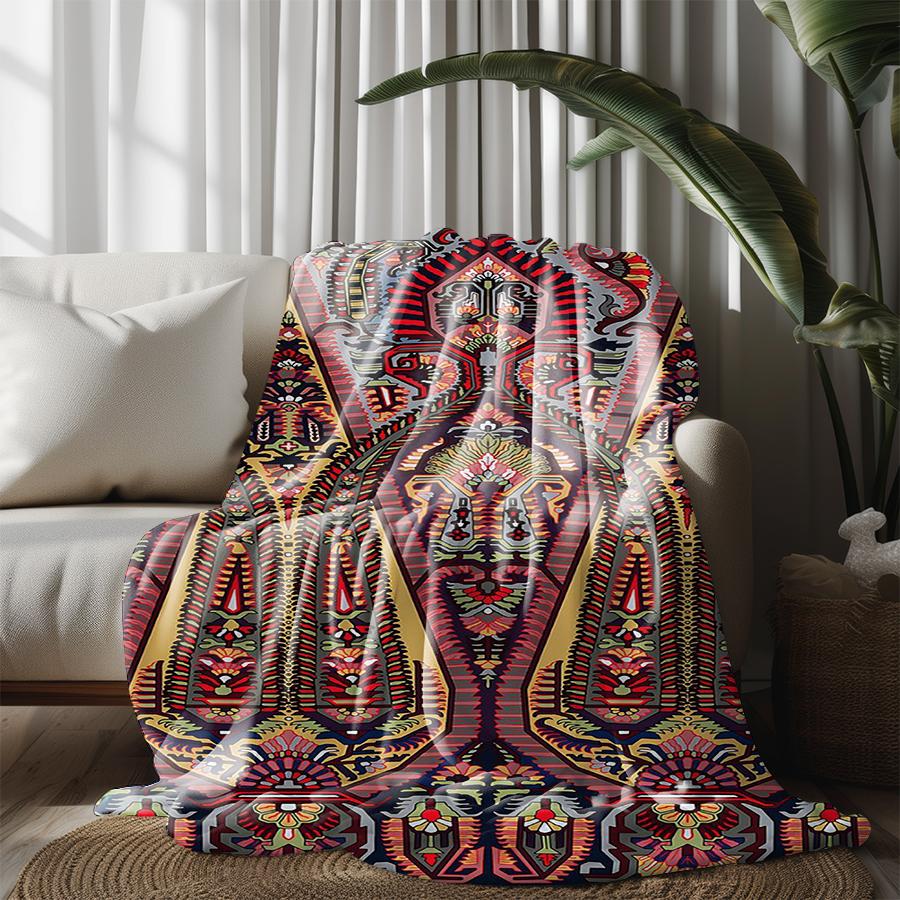 Colorful Ethnic Pattern Microfiber Flannel Cover Blanket Bedroom Living Room Sofa Soft And Comfortable Home Decoration