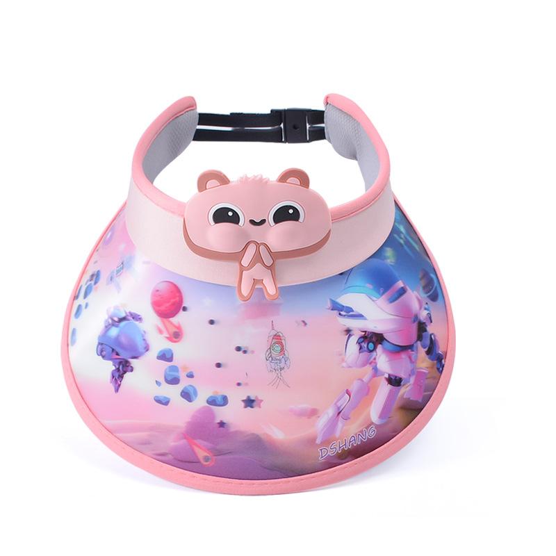 1103 cartoon cute 3D big eaves with fan children's hat boys and girls summer outdoor sunshade sun protection empty top hat