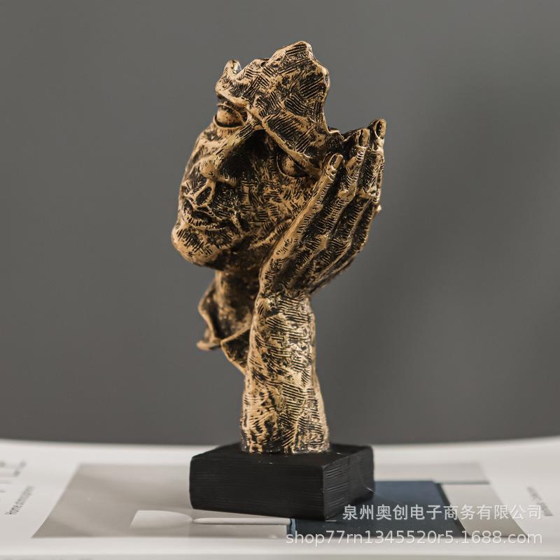 Abstract Art Sculpture Luxury Home Decor Silent Is Gold Statue for Living Room Office Wine Cabinet Entryway Tabletop Decoration