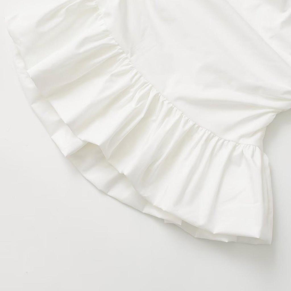 SAW Women's Fashion Strapless Wave Edge Poplin Top F7-8800