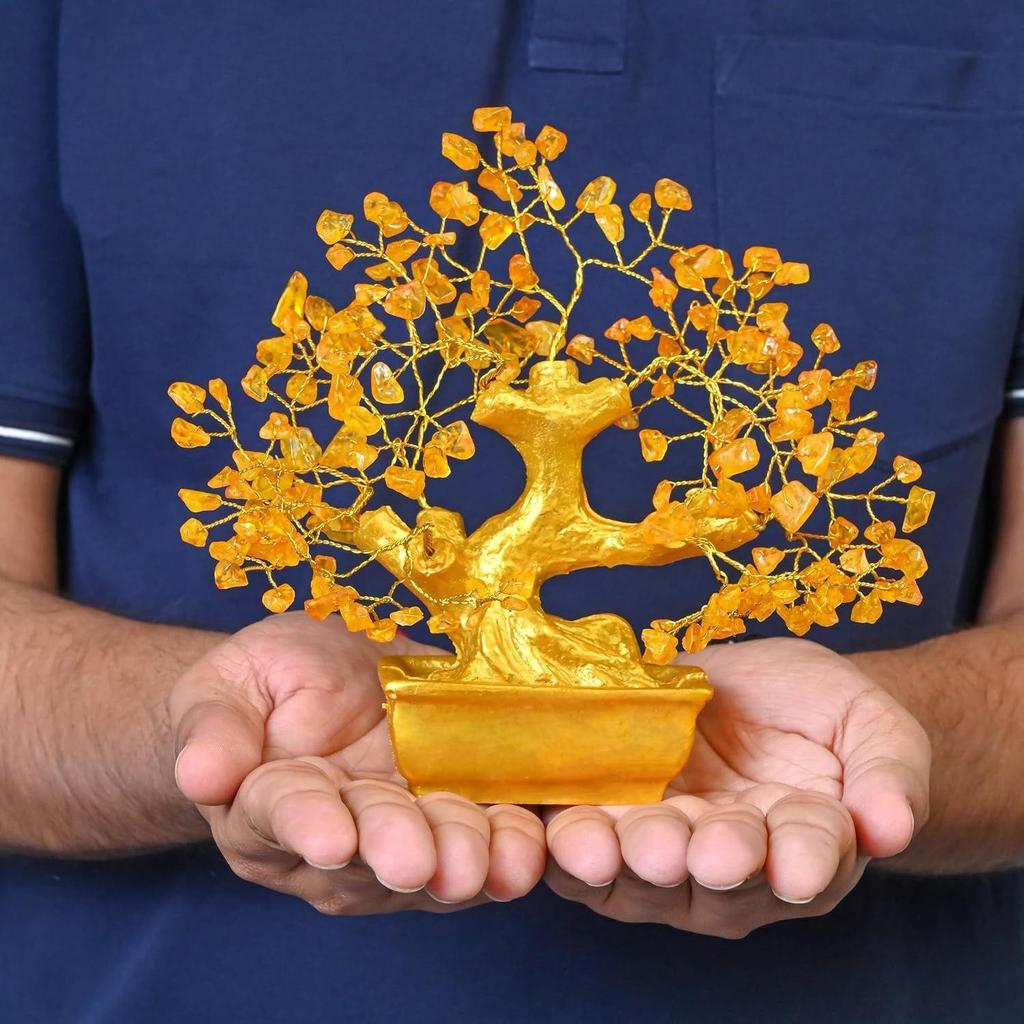 Lucky Feng Shui Citrine Tree of Life Bonsai – Gift for Women & Men | Showpiece for Home Decor Living Room | Positive Energy Items |