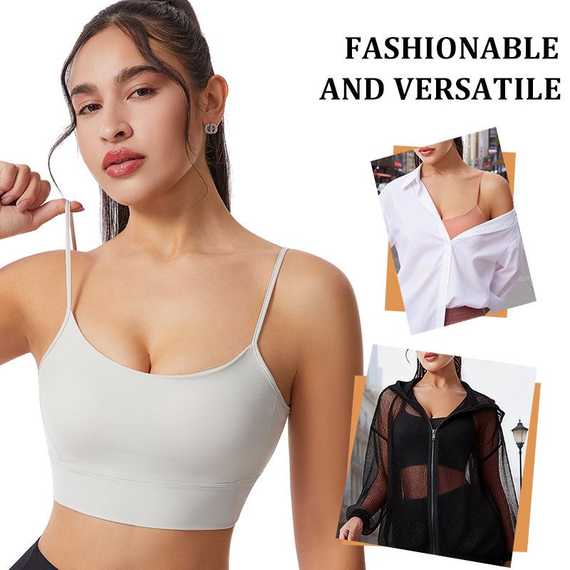 Women's Wireless Strappy Sports Bra - Seamless Shockproof Design for Running & Fitness