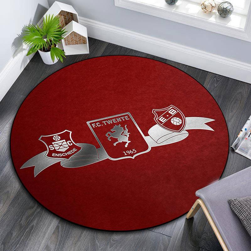 FC Twente Art pattern round rug,Carpet Rug for Living Room Bedroom Playroom ,Non-slip Floor Mat,Holiday Gifts and Birthday Gifts.