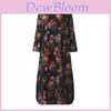 Elegantes Damen Vintage Lässiges Blumenmuster Lockeres Kleid Kaftan Langes Maxihemd Für Alle Anlässe