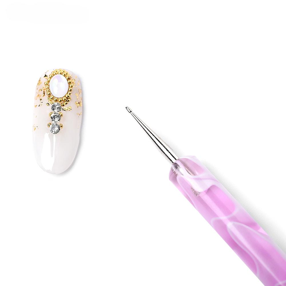 1 Set of Dual-ended Nail Art Dotting Pen Steel Drilling Point Pen Nail Tip Dot Paint Drawing Manicure Tool Home Salon Rhinestone Picker