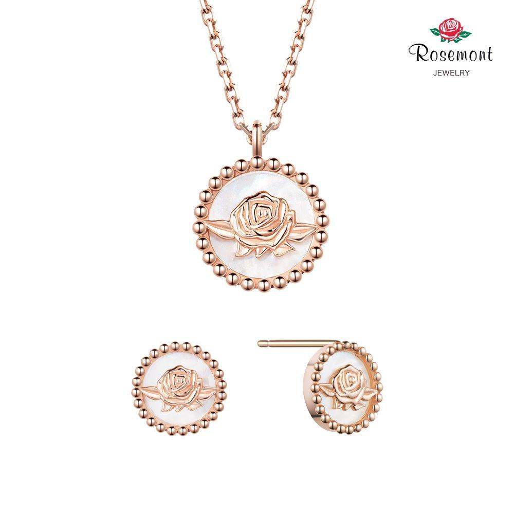 

[Rosemont] Silver Mother-of-Pearl Earrings and Necklace Set La Vie en Rose Rc24B18K Set