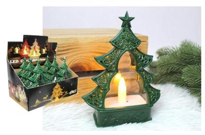 LED Christmas Tree Lantern, Plastic - Green / 16.5X12X5 Cm / SCD-50505 / 3xAAA / Batteries Not Included