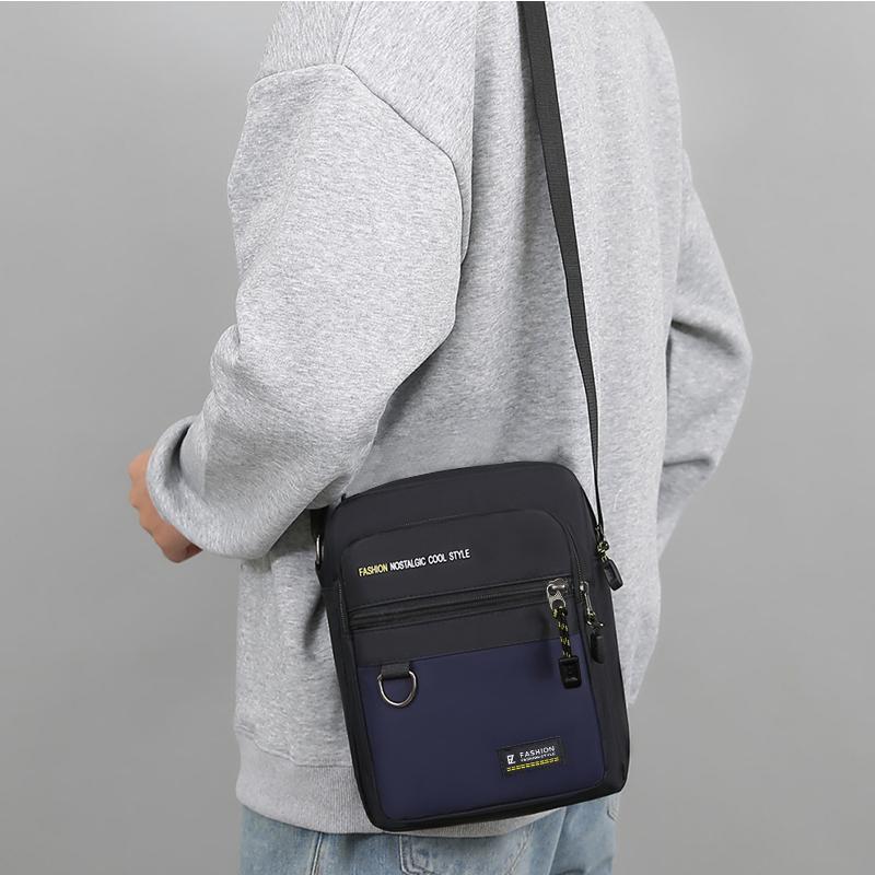 Sleek Multi- Contrast Sling Bag Adjustable-Strap Lightweight for Daily Commute Casual Stylish Functional Men's Bag