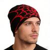 Unisex Knitting Hat Spider Web Pattern Jacquard Design Stretchy Fit Soft Hat Hiking Traveling Outdoors Warm Winter Hat