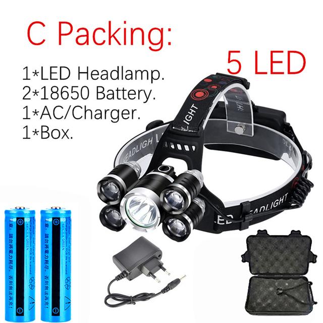 D2 Drop Shipping Rechargeable zoom led headlamp Fishing headlight Torch Hunting head lamp Camping Headlamp Flashlight head light