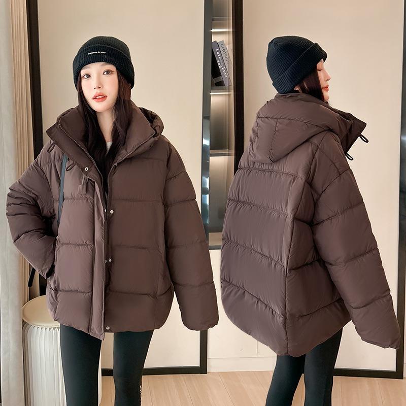 Sports simple cotton clothes New fashionable women's small thickened loose casual anti-season solid color bread clothes