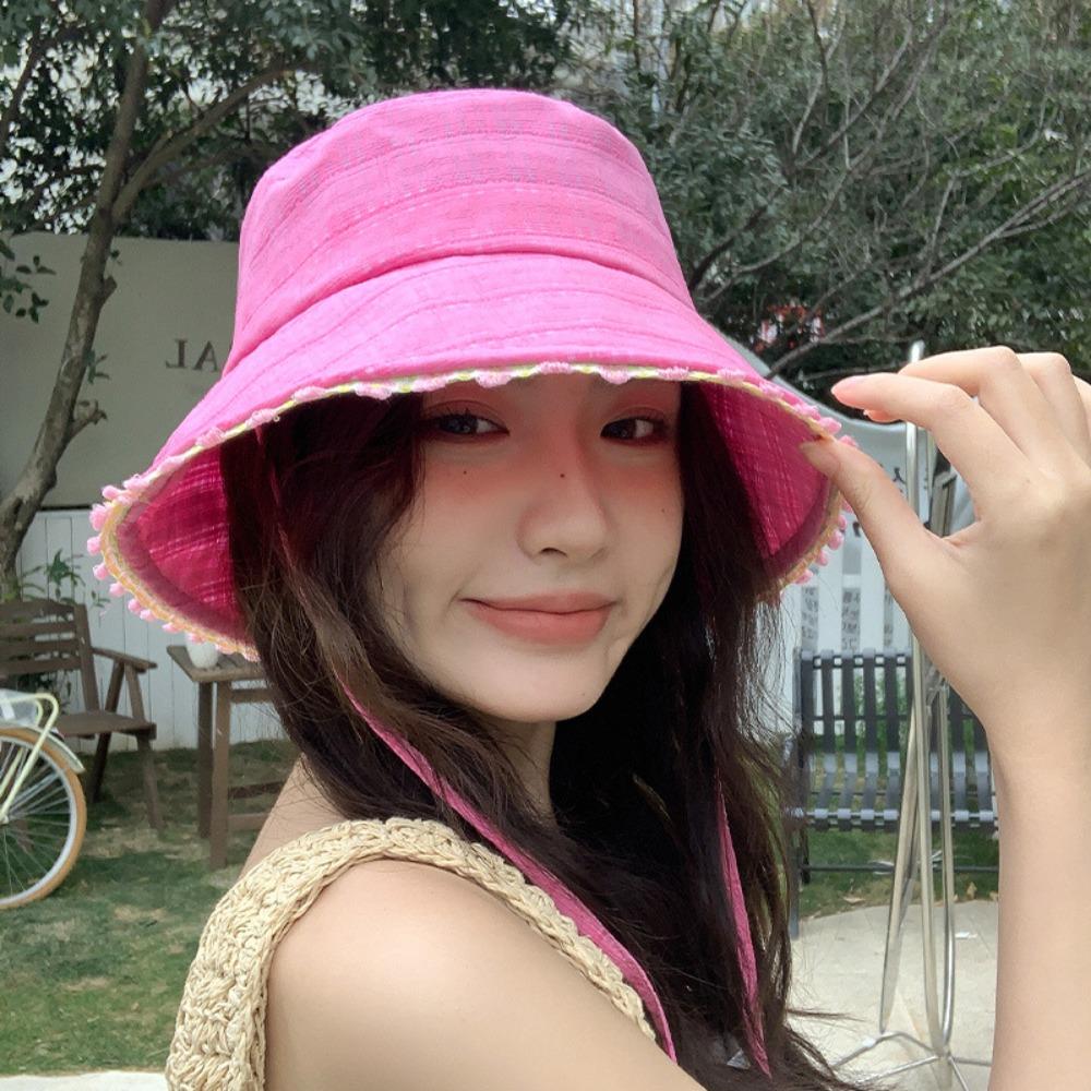 French Style Lace-up Sun Caps Sweet Women's Sun Hat Elegant Summer Fisherman Hat  Lady