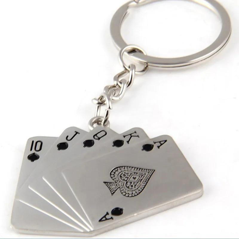1PCS Unisex Keyring Creative Poker Key Holder Men's Car Keychains Versatile Key Ring Metal Key Chain Accessories