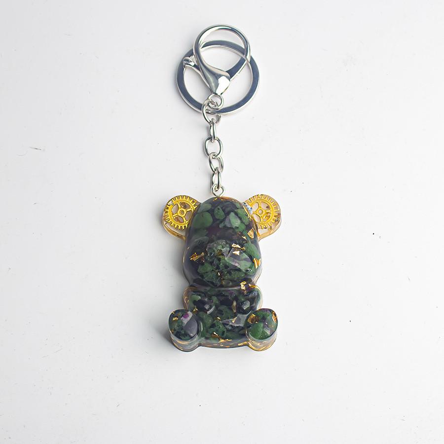 Crystal Stone Bear Pendant With Natural Gemstones For Car Keychain And Gift Use