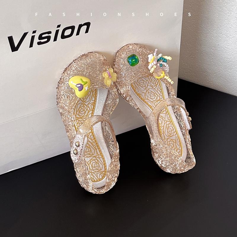 Girls Princess Shoes Soft Sole Retro Kids Flat Shoes Round Toes Trendy 2025 New Fashion Children Dance Shoes PVC Comfortable