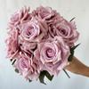 Rose Wedding Decor Artificial Silk Flowers With 7head Design For Bridal Ceremony And Photography