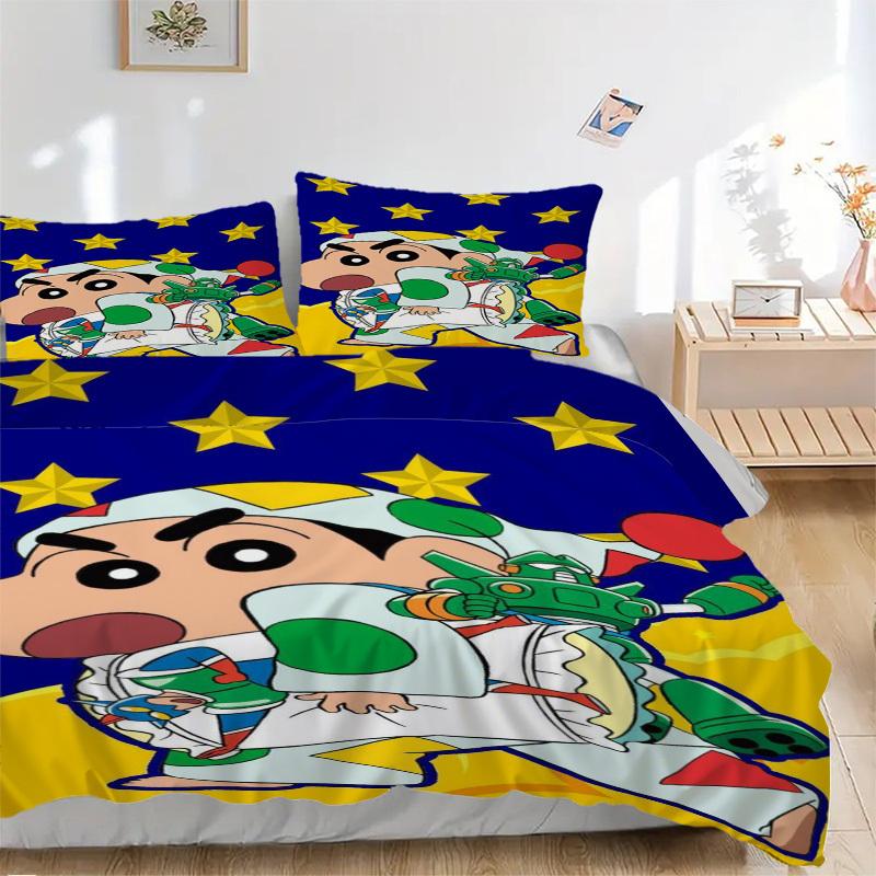 

3pcs Crayon Shin-chan Duvet Cover Set, 1 Duvet Cover + 1/2 Pillowcases (No Insert), Double Bed Duvet Cover, Bedding Set, Bedding, Seasonal B 135x200cm
