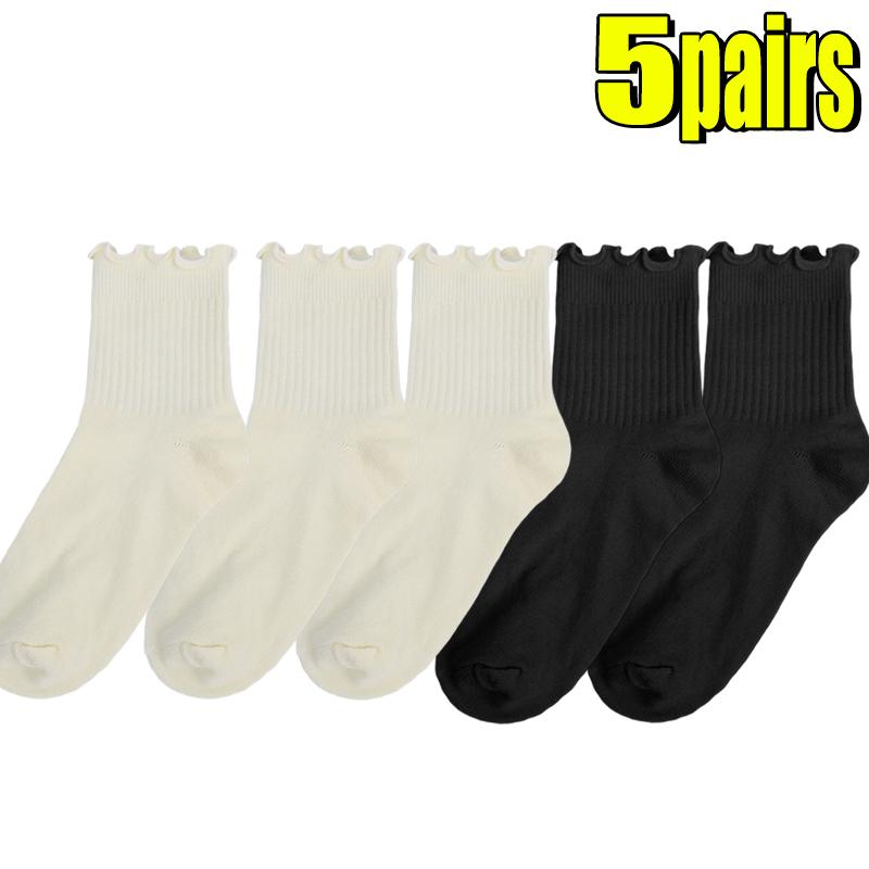2-20pcs Women Spring and Autumn Stocking Pure Cotton Edge Stacked Socks Ins Trendy White Non Legging Sweating Socks