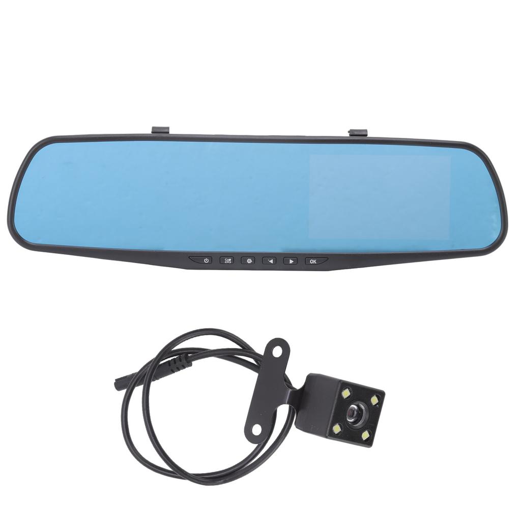 Rearview Mirror Dash Cam 4.3in Screen 1080p Loop Recording Built in G Sensor Parking Monitoring for Car