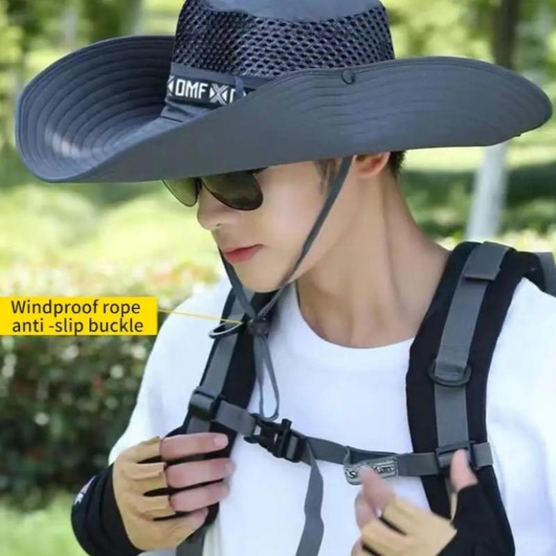 Summer Large Sun Hat for Men Women Breathable Fishing Cap UV Protection Mesh Fisherman Hat Hiking Outdoor Beach Cap