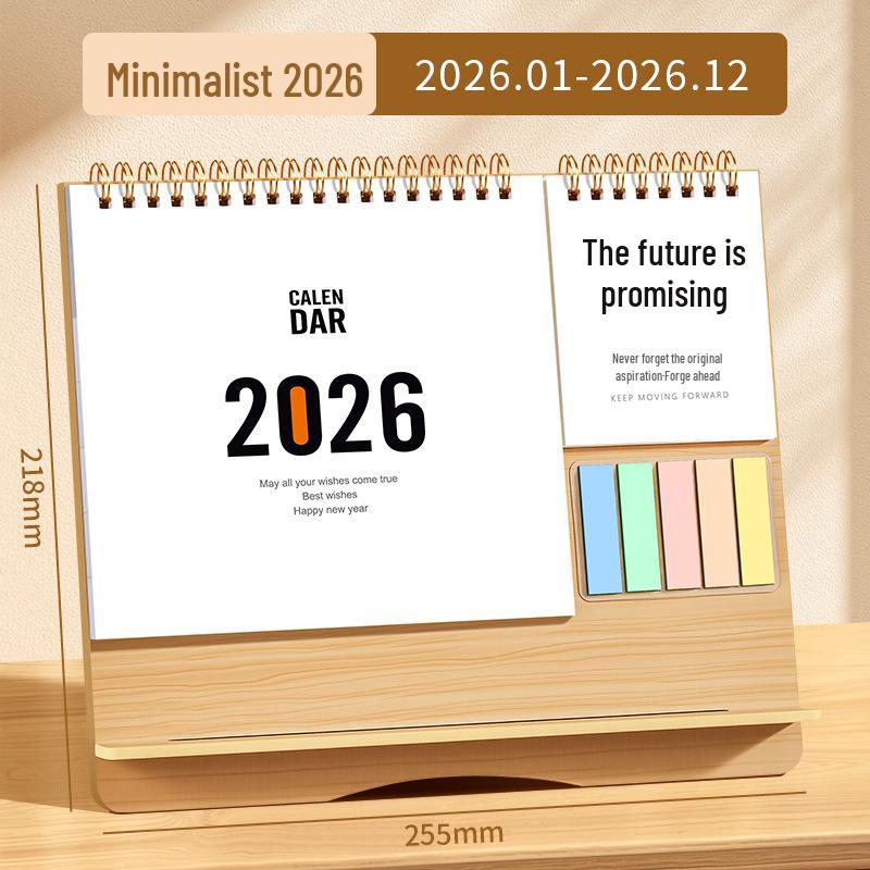 

Inspirational Wooden Desk Calendar 2026 with Memo Pad - Customizable Creative Advertising Calendar 2026