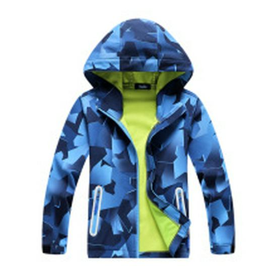 Girls' Candy Color Waterproof Windbreaker Jacket: Hooded, Breathable, Fleece-Lined, Printed.