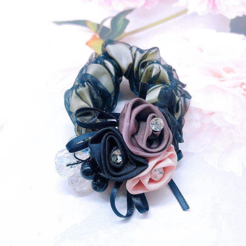 Bands New Headwear Hair Rope Flower Mesh Scrunchies Double Layer Women Hair Ties Hair Rubber Bands