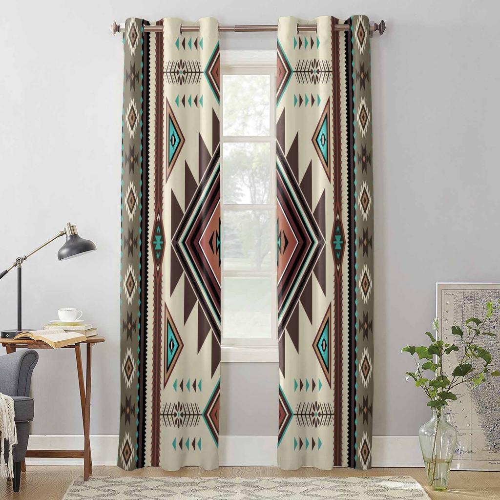 Braune Böhmische Geometrische Fenstervorhänge für Wohnzimmer Luxus Schlafzimmer Vorhang Küchenrollos Drapierungen Vorhänge