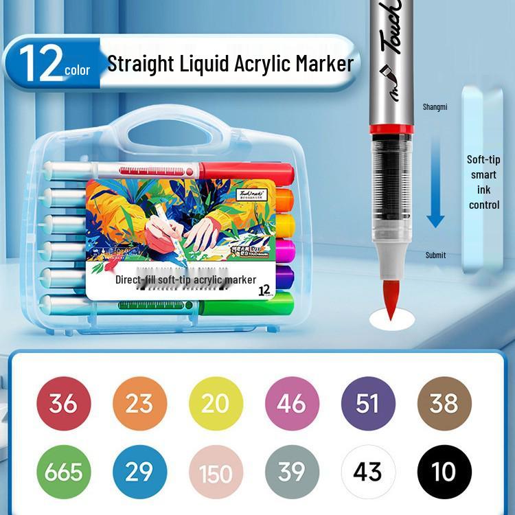 Soft-Head Non-Toxic Acrylic Marker for Primary School Art - Stackable, Colorful, Child-Safe Paintbrush Pen